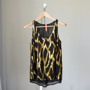 Black & Gold sleeveless blouse / tank Small